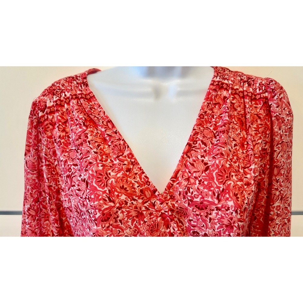 Michael Michael Kors Pink Floral Smocked Waist Dress Womens Medium Boho - Picture 5 of 15